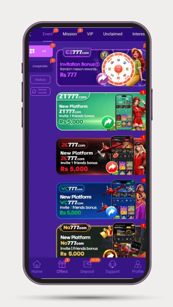 Offers and event CZ777 Game